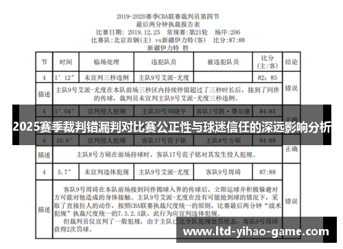 2025赛季裁判错漏判对比赛公正性与球迷信任的深远影响分析