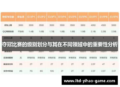 夺冠比赛的级别划分与其在不同领域中的重要性分析